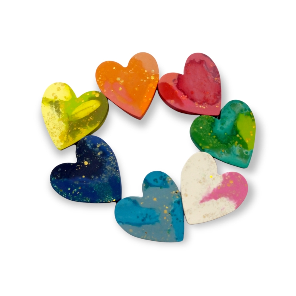 Kids heart handmade crayons